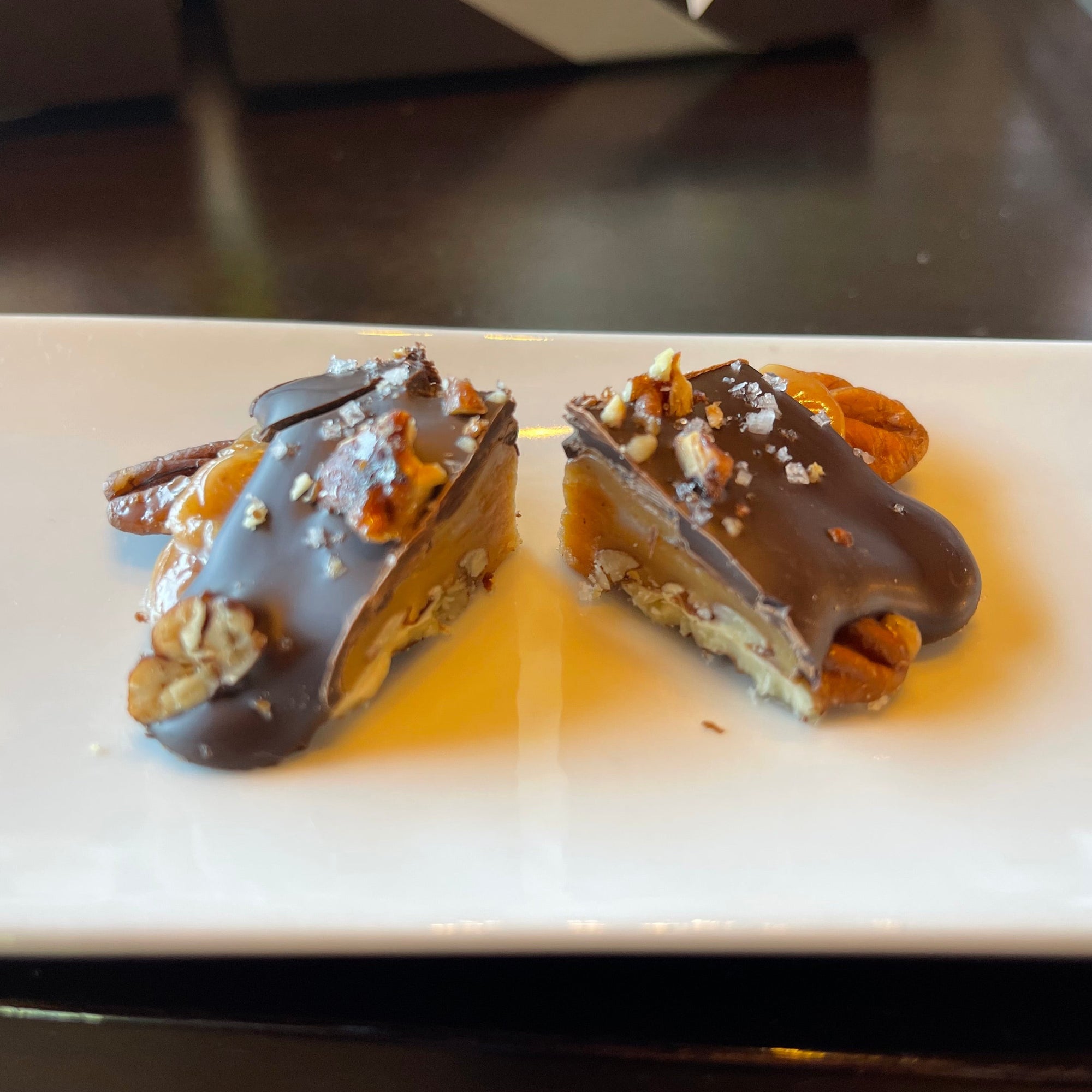 Dark Chocolate Salted Pecan Turtles